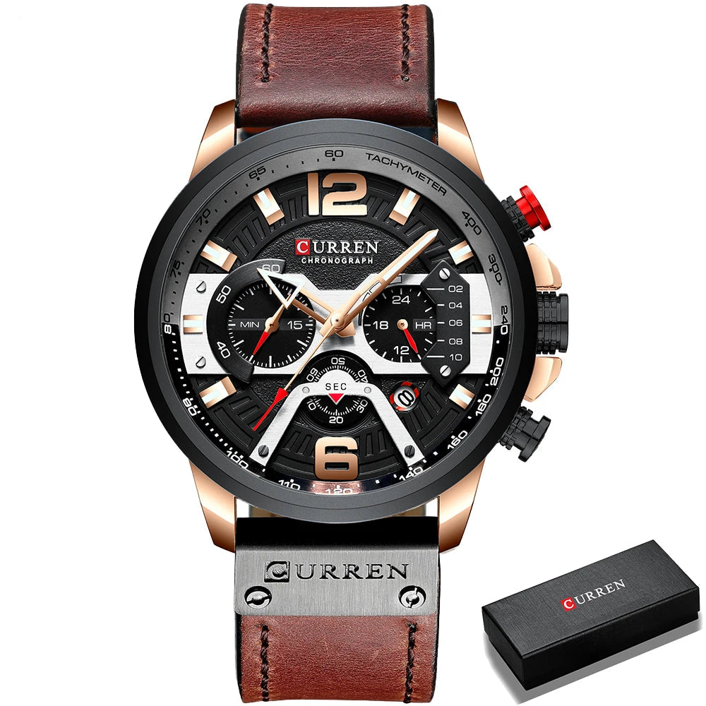 Axel ChronoSport by CURREN – Luxury Military Leather Watch for Men