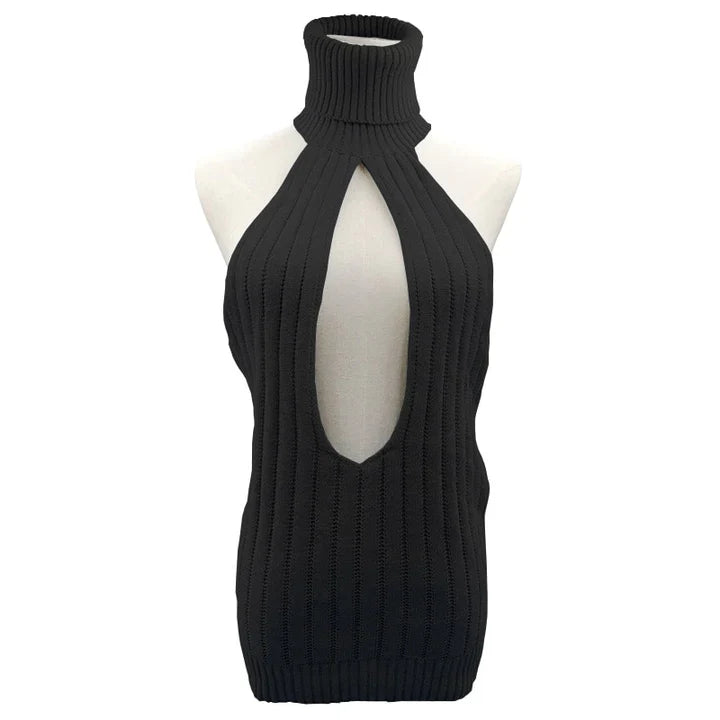 Sexig Hollow Out Pullover Backless Virgin Killer Sweater