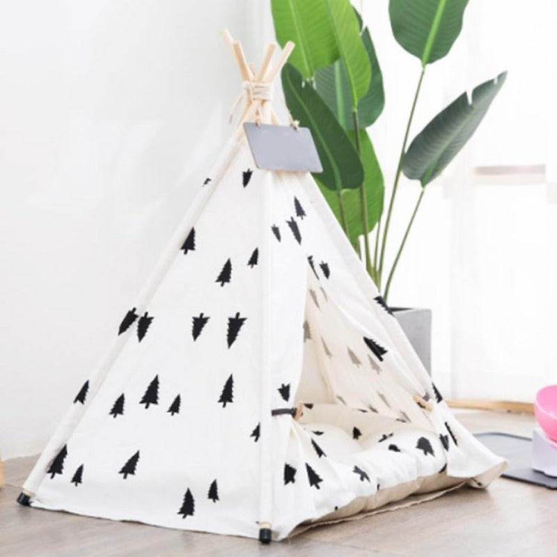 Teepee moderno bohemio para perros con cojín de cama suave