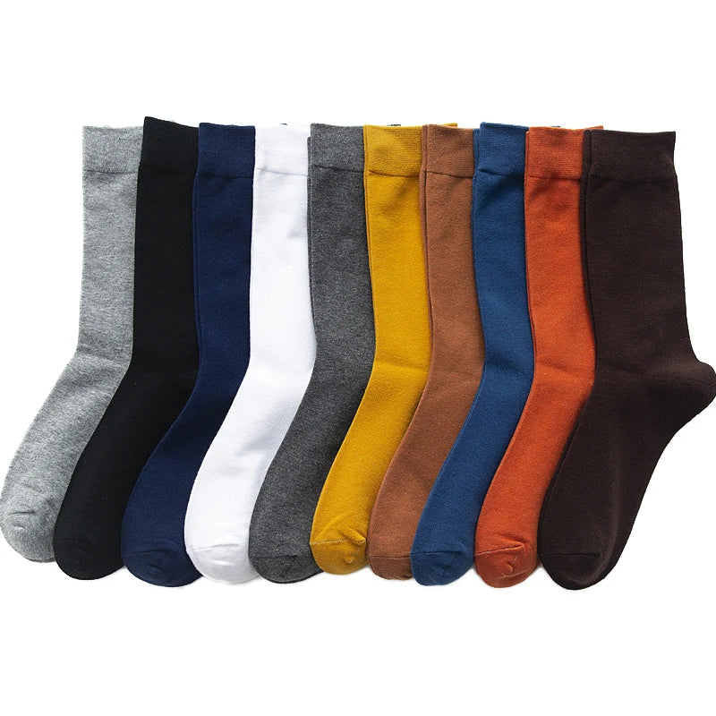 10 paires de chaussettes en coton pour hommes, de haute qualité, taille 38 à 45, longues, habillées, cadeaux pour hommes, Sox décontracté