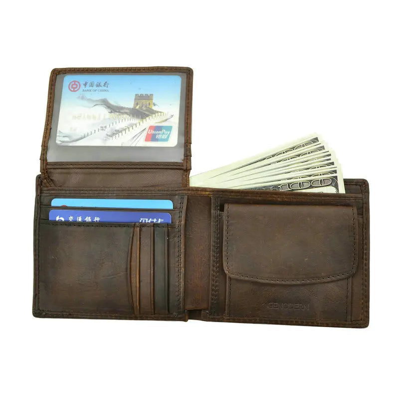 Oliver Vintage Genuine Leather Men’s Wallet – RFID Blocking & Coin Pocket