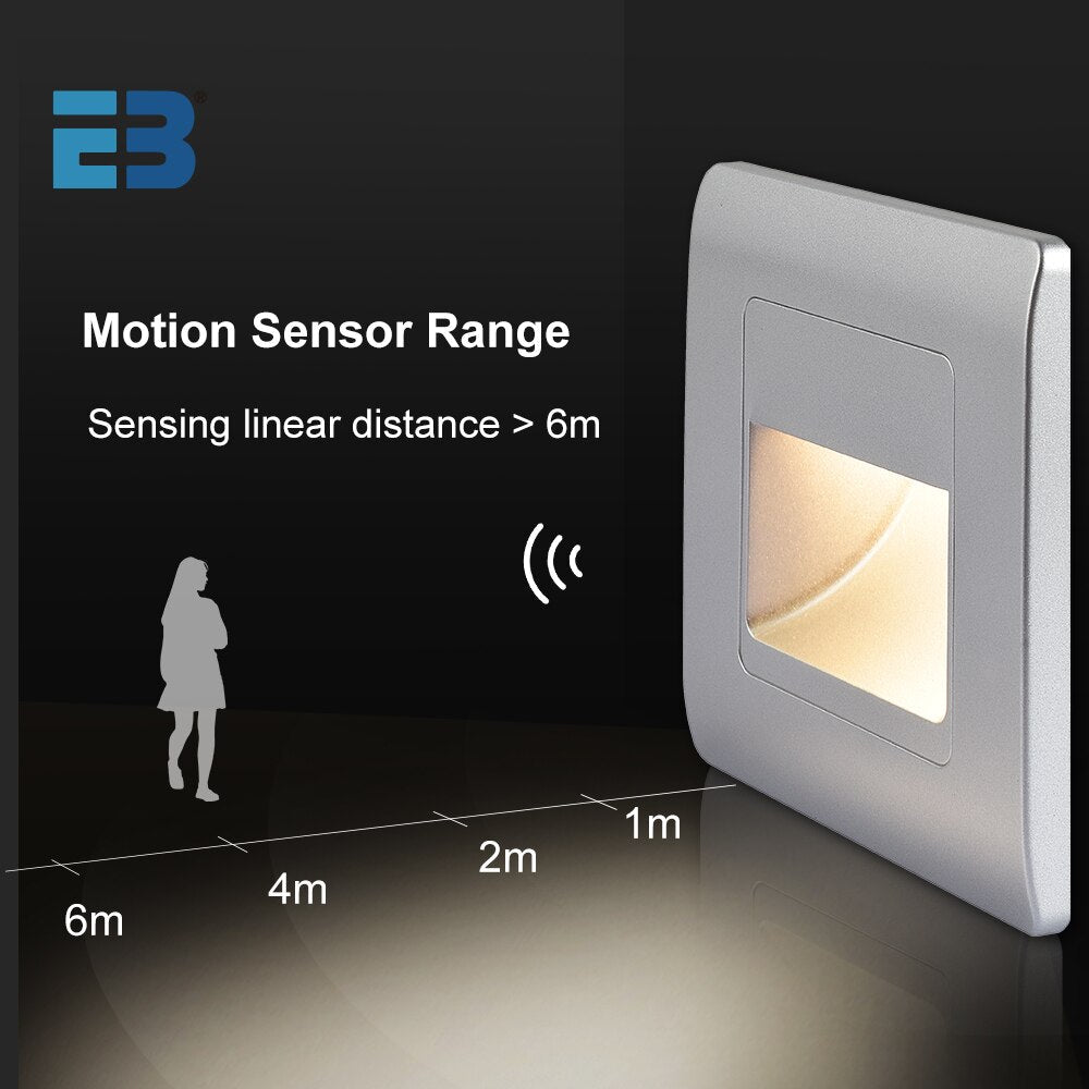 EB Brone - Luce Scale a Led 4 Colori Sensore PIR da Incasso