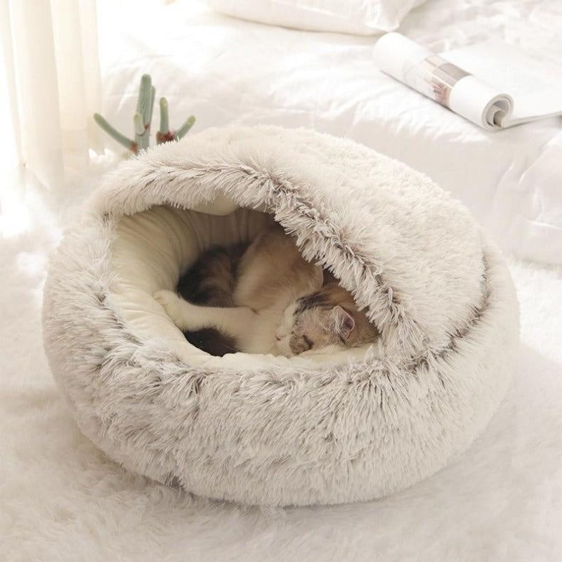 Round Plush Calming Cat Cave