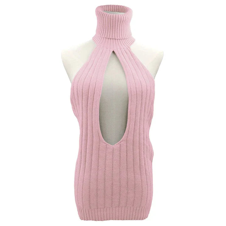 Sexig Hollow Out Pullover Backless Virgin Killer Sweater