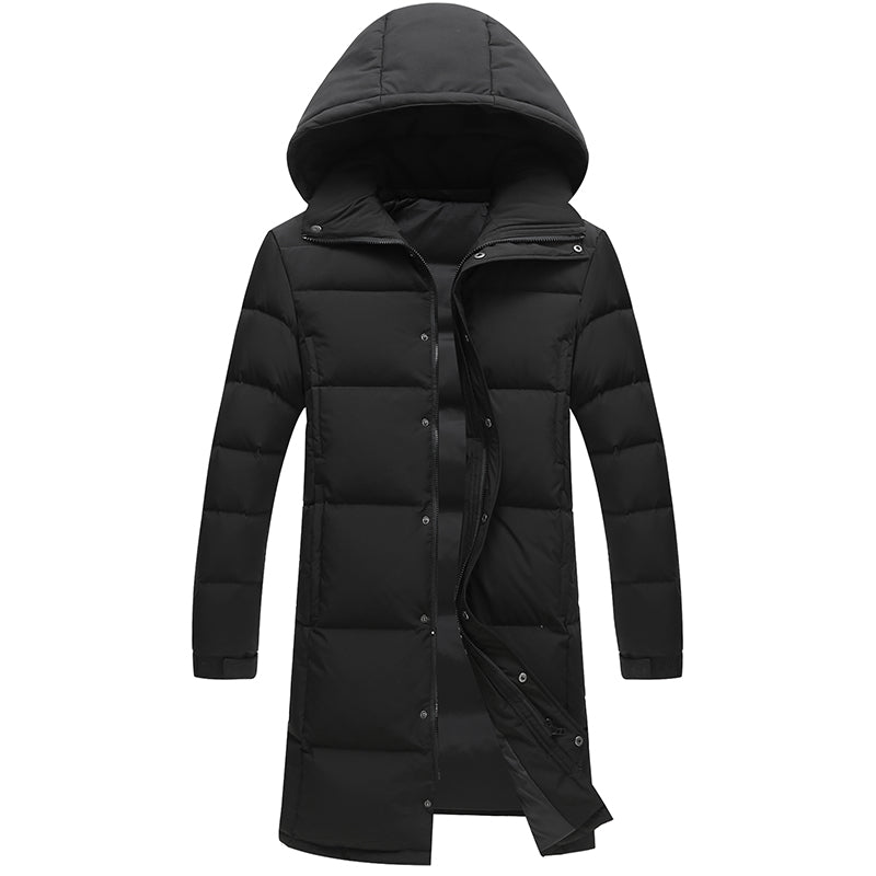 Tommy - Manteau Long En Fourrure Avec Col Montant Noir Pour Homme