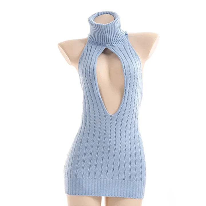 Sexy Hollow Out Pullover Backless Virgin Killer Sweater