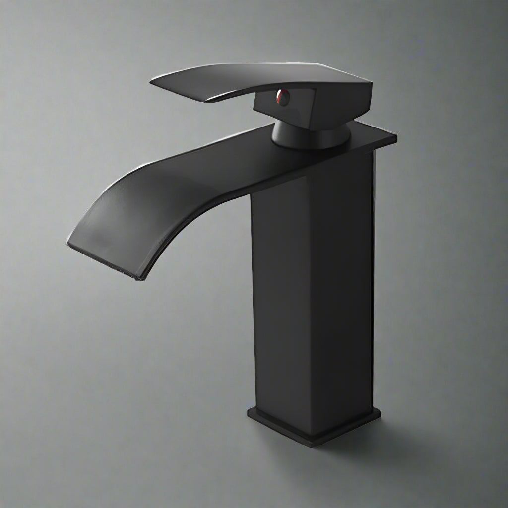 Sophia Black Waterfall Faucet - Modern Basin Mixer for Hot & Cold Water