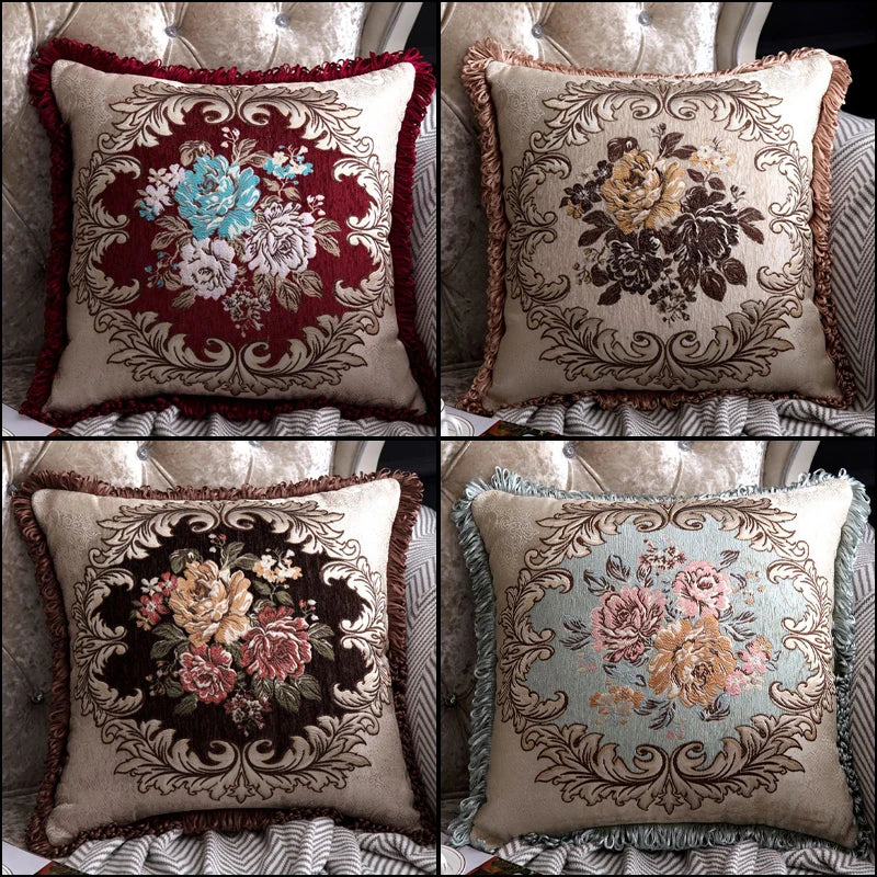 Housse de coussin brodée florale, oreillers décoratifs de luxe, décoration Vintage pour la maison