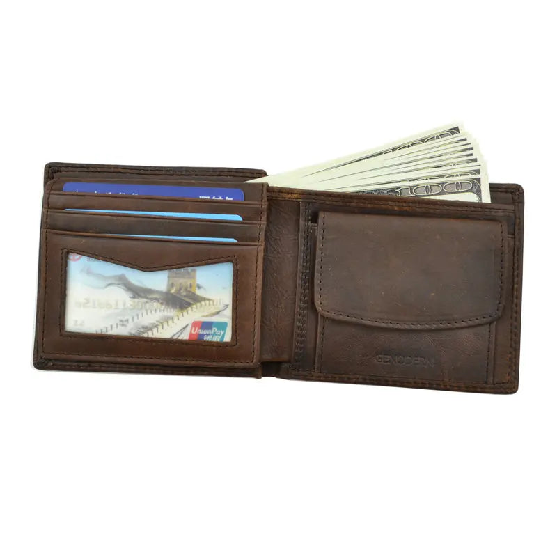 Oliver Vintage Genuine Leather Men’s Wallet – RFID Blocking & Coin Pocket