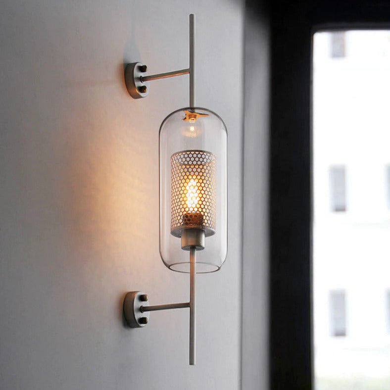 Moderne honeycomb messing og glass vegglampe