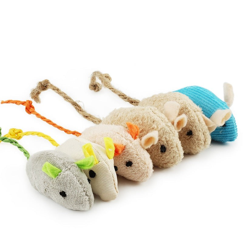 Lot de 6 souris en peluche avec herbe à chat