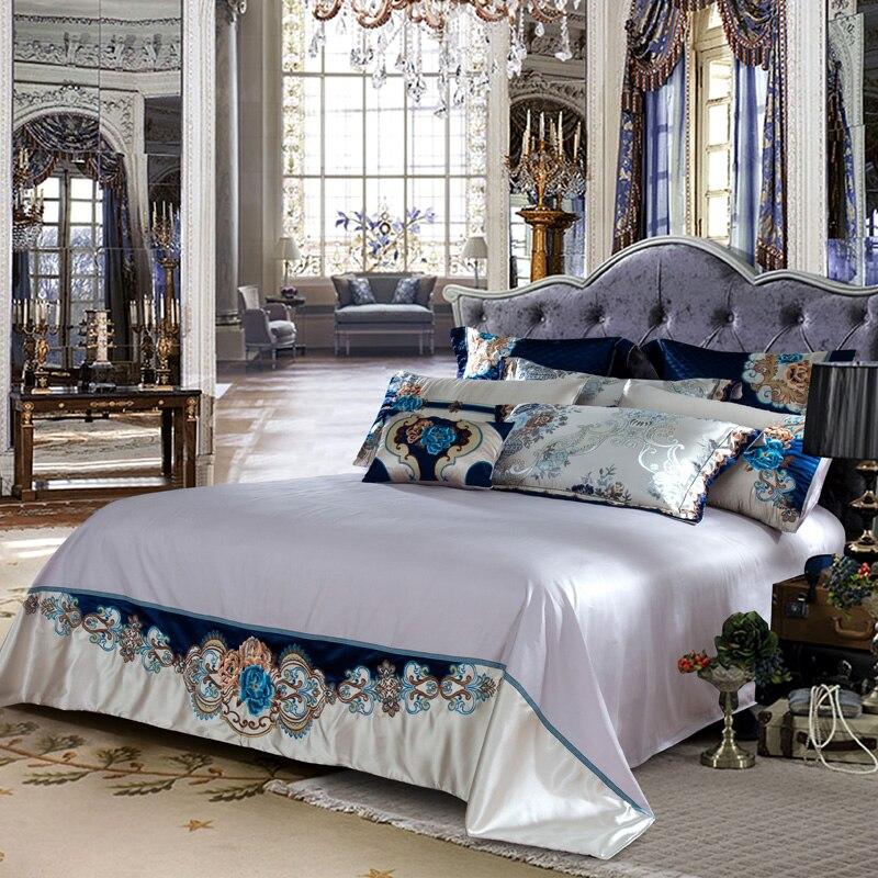 Kaleyra Silver Golden  Silk Satin Cotton Duvet Cover Set