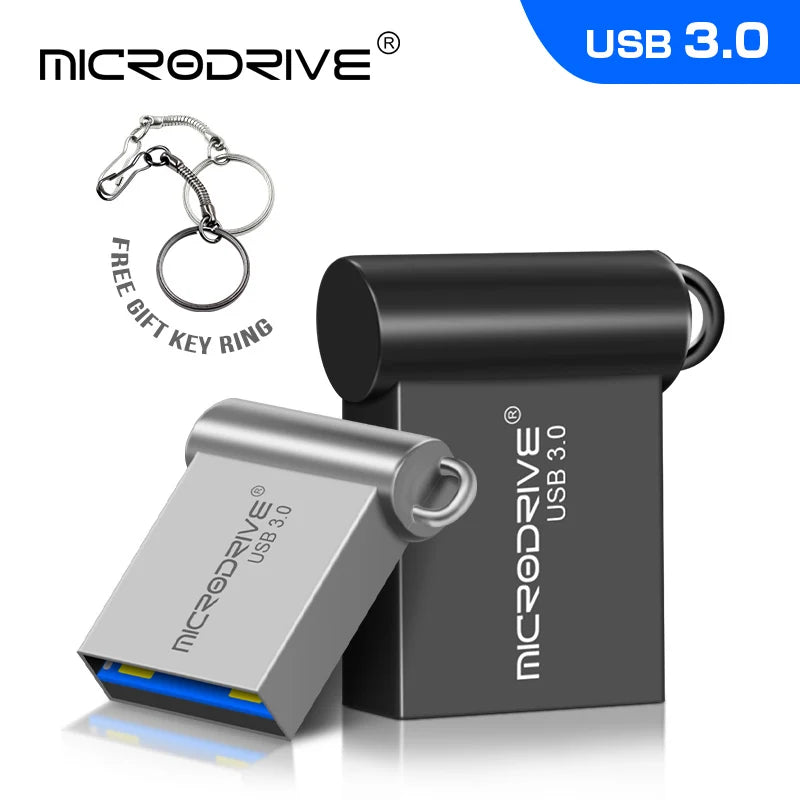 MicroDrive Super Mini USB 3.0 Pen Drive | Metallo 16 GB, 32 GB, 64 GB, 128 GB | Pen Drive ad Alta Velocità per PC e Mac