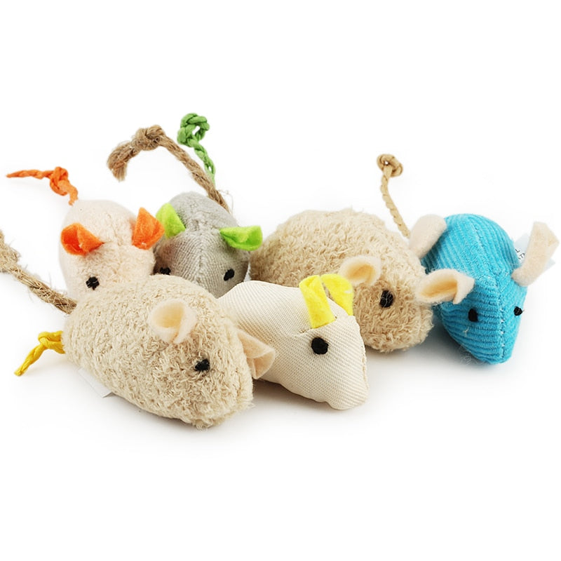 Lot de 6 souris en peluche avec herbe à chat