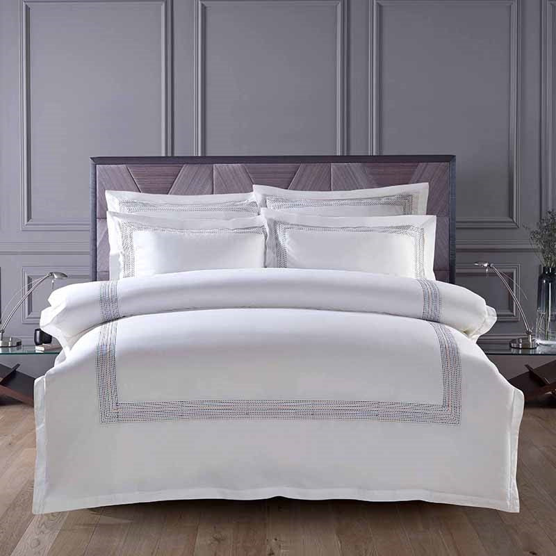 Set biancheria da letto in cotone egiziano Abyad Hotel Rainbow Stitch