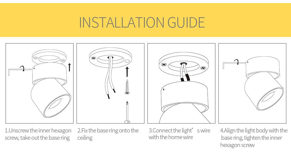 AiS LED-plafondlamp Opbouwmontage 360 ​​graden ronde curve-rotatie