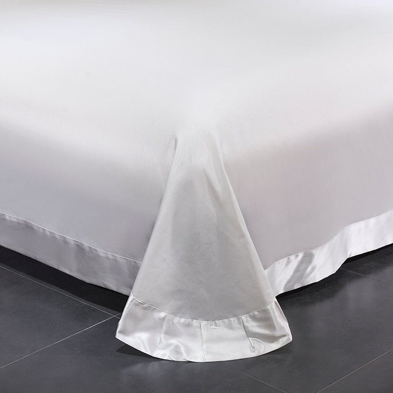 Mazeyna White Silver Silk Cotton Luxury Butterfly Duvet Cover set