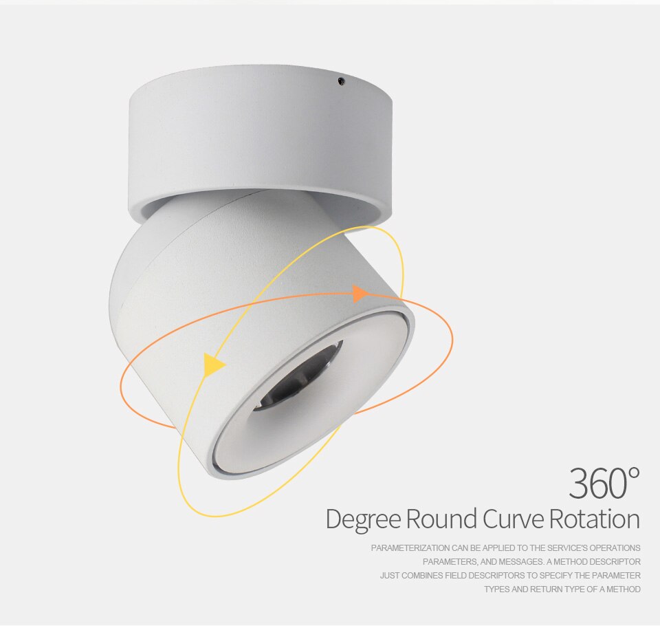 AiS LED-plafondlamp Opbouwmontage 360 ​​graden ronde curve-rotatie