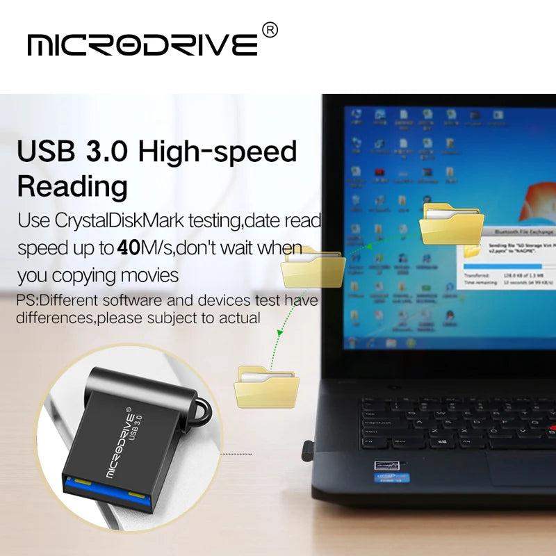 MicroDrive Super Mini USB 3.0 Pen Drive | Metallo 16 GB, 32 GB, 64 GB, 128 GB | Pen Drive ad Alta Velocità per PC e Mac