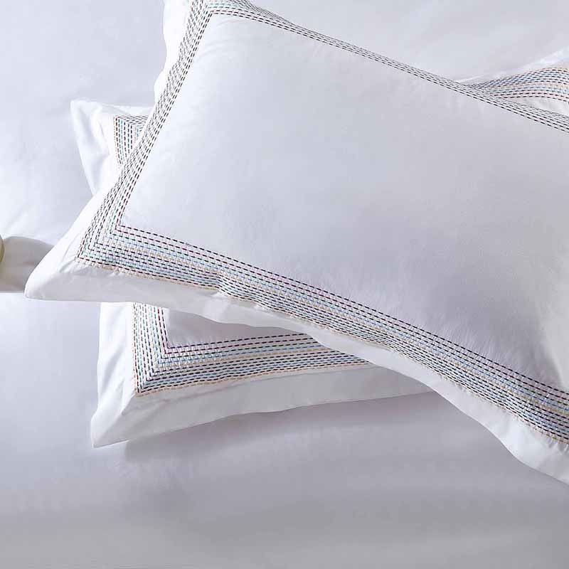 Abyad Hotel Parure de lit en coton égyptien Rainbow Stitch