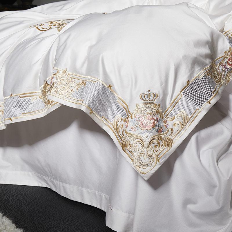 Parure de lit de luxe en coton égyptien brodé Pheliza