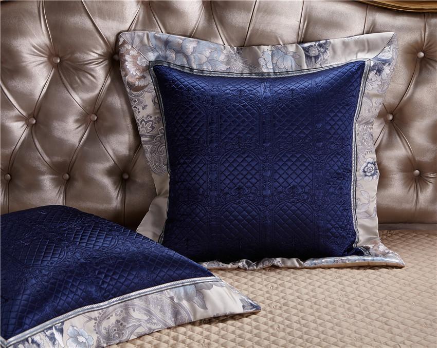 Impero Blue Silver Silke Cotton Jacquard Luksus kinesisk dynetrekksett