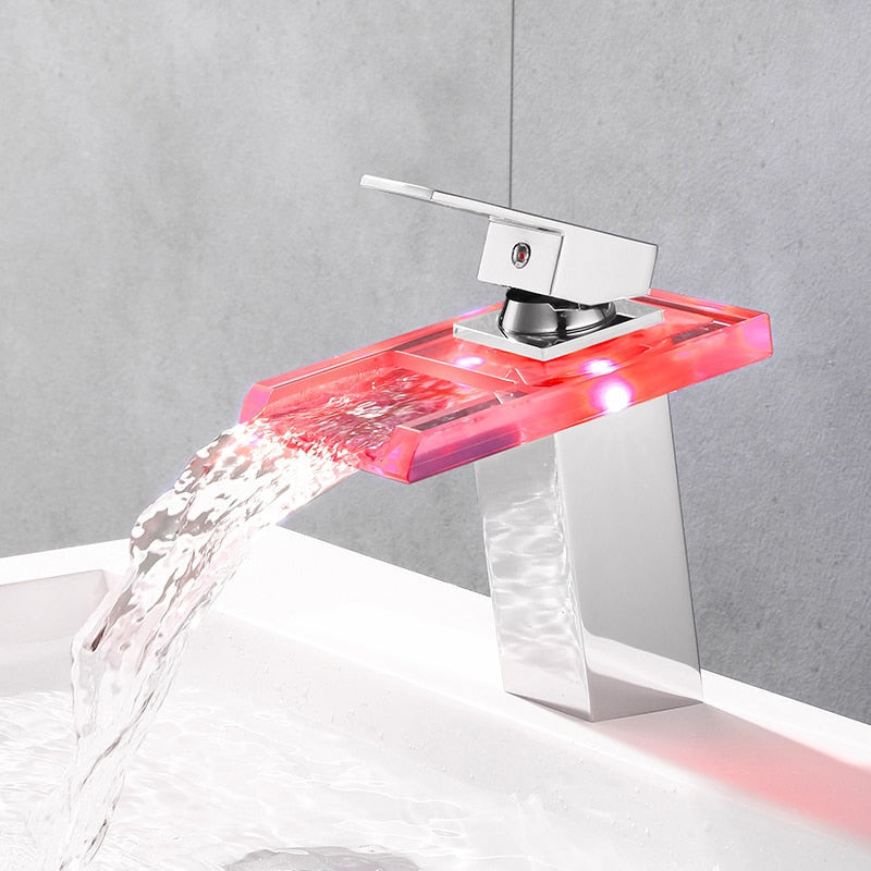 LED Waterfall Bathroom Faucet