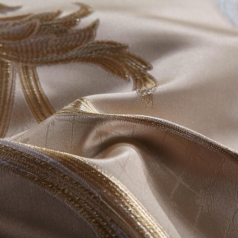 Esmoidis gouden zijden katoenen luxe jacquard dekbedovertrekset