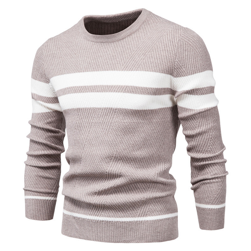 Pull à col rond pour hommes, manches longues, coupe cintrée, nouvelle collection automne