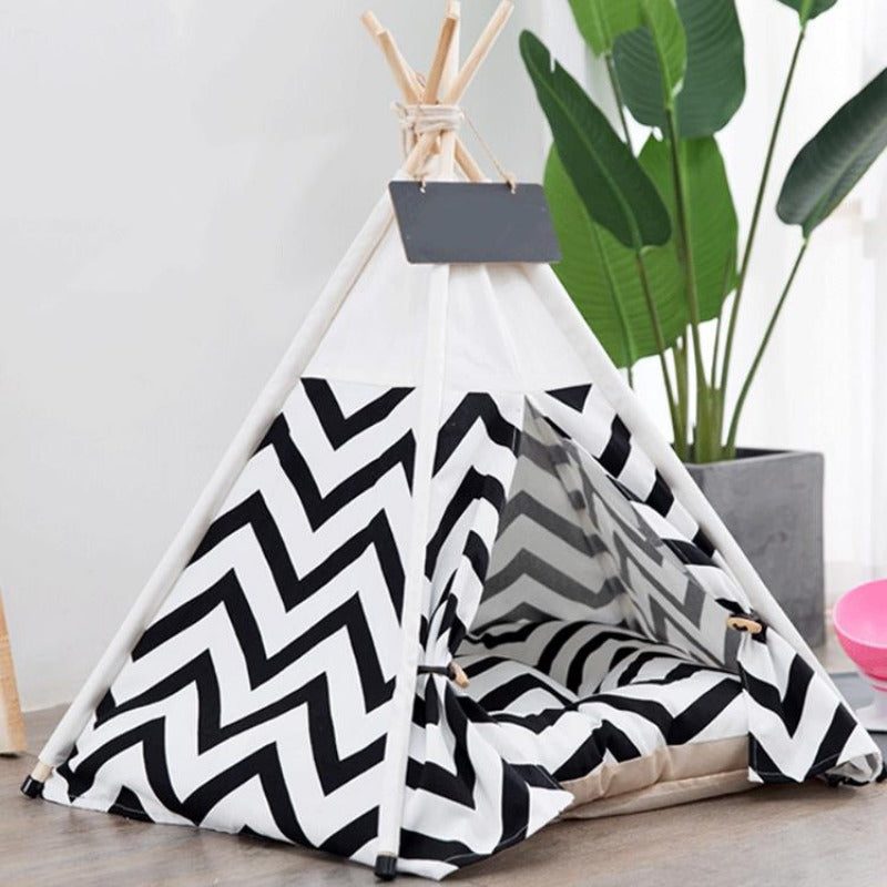 Teepee moderno bohemio para perros con cojín de cama suave