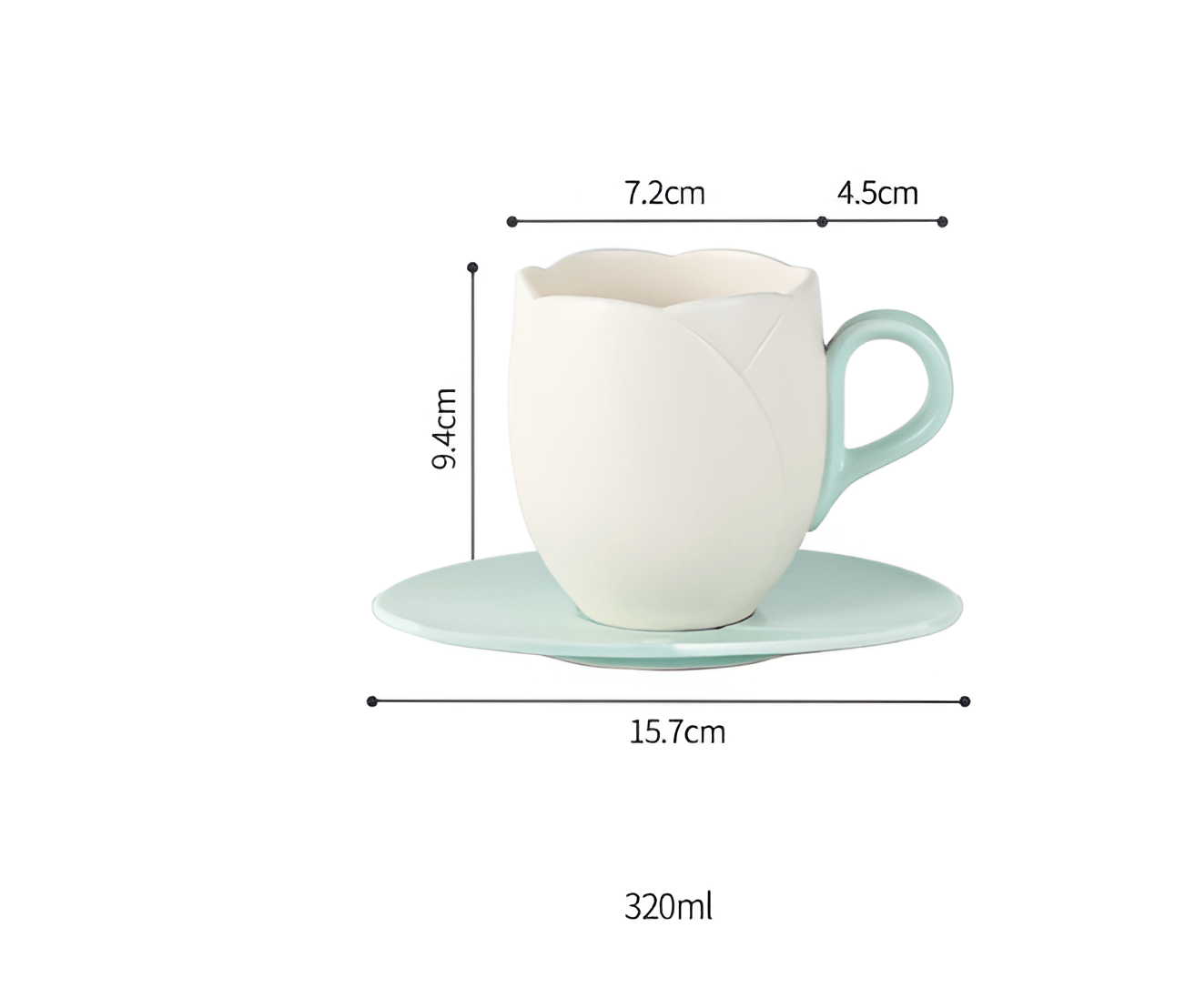 Tulip Ceramic Coffee Cup Saucer Set