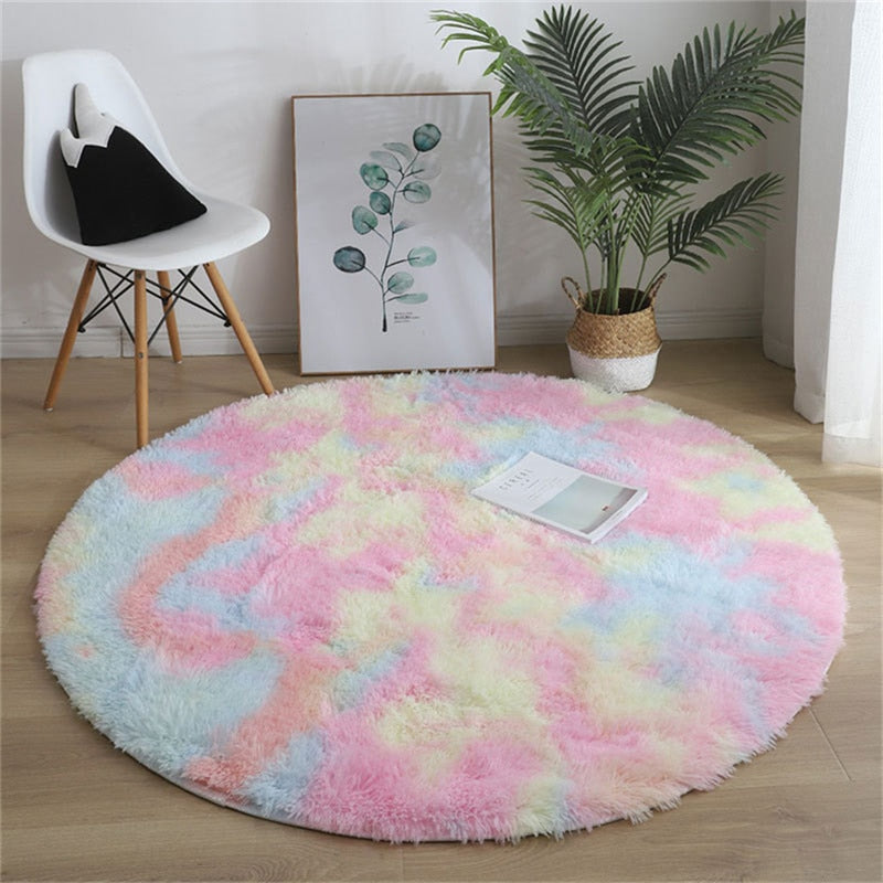 Tapis rond doux et moelleux