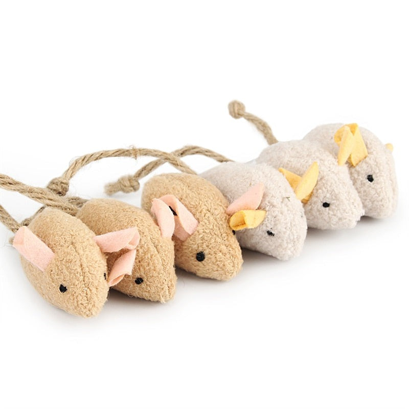 Lot de 6 souris en peluche avec herbe à chat