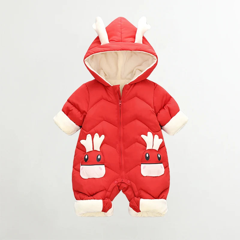 Bea Bear Winter Snowsuit - Plysch sammet Baby Romper Coat för pojkar och flickor (0-3 år)