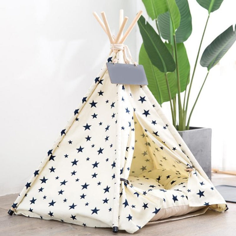 Teepee moderno bohemio para perros con cojín de cama suave