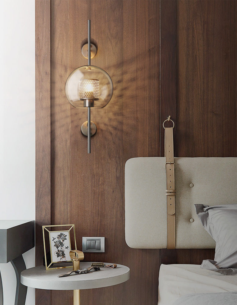 Modern Honeycomb Brass & Glass Wall Sconce