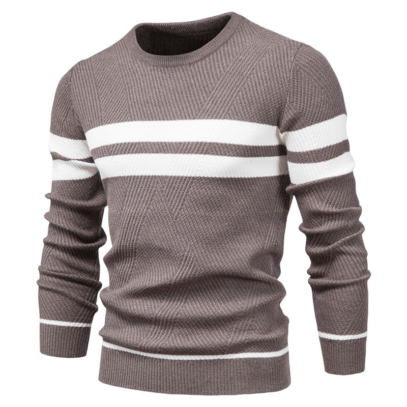 Pull à col rond pour hommes, manches longues, coupe cintrée, nouvelle collection automne