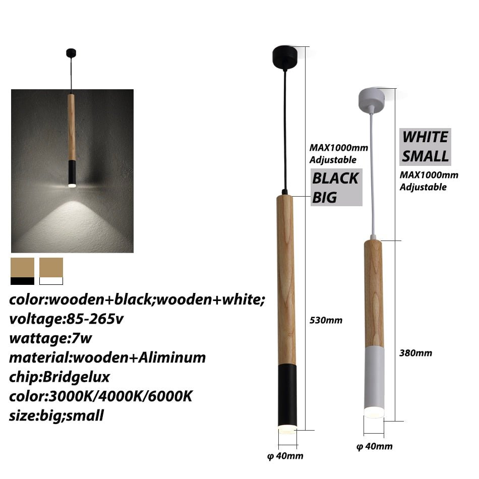 Luci sospese a LED in legno