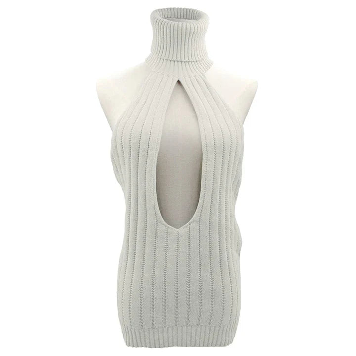 Sexig Hollow Out Pullover Backless Virgin Killer Sweater