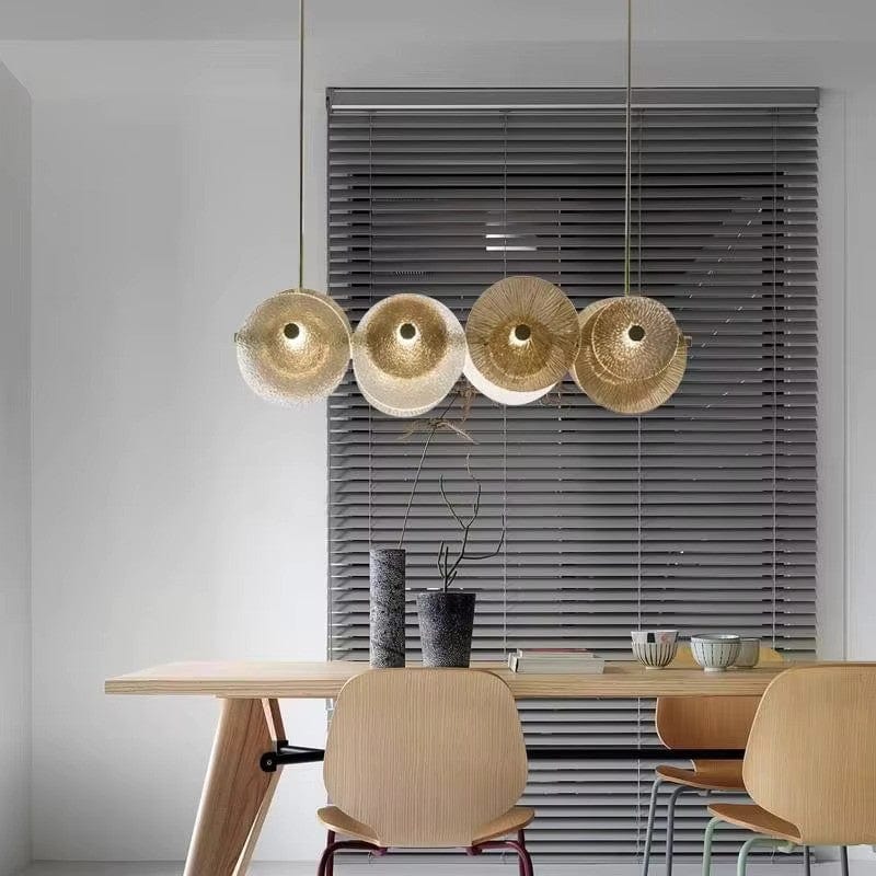 Lampadario rotondo in vetro dorato Luxe