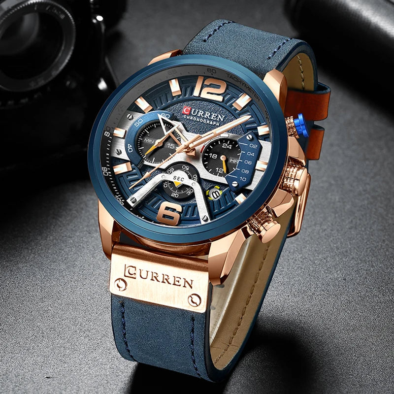 Axel ChronoSport by CURREN – Luxury Military Leather Watch for Men