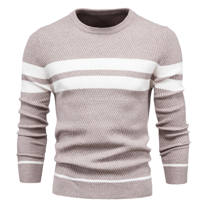 Neuer Herbstpullover für Herren – O-Ausschnitt, lange Ärmel, schmale Passform