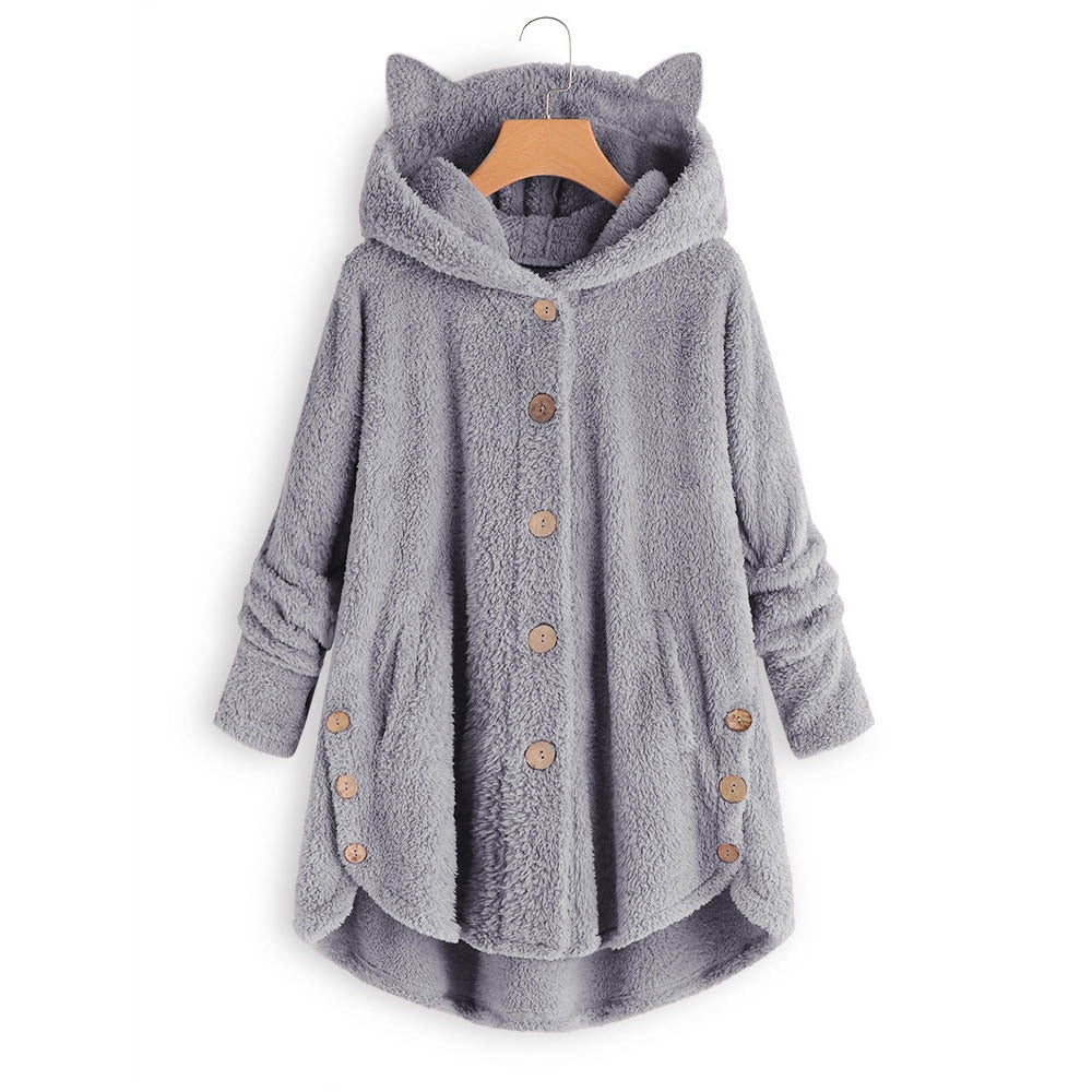 Cappotto con cappuccio con orecchie di gatto alla moda