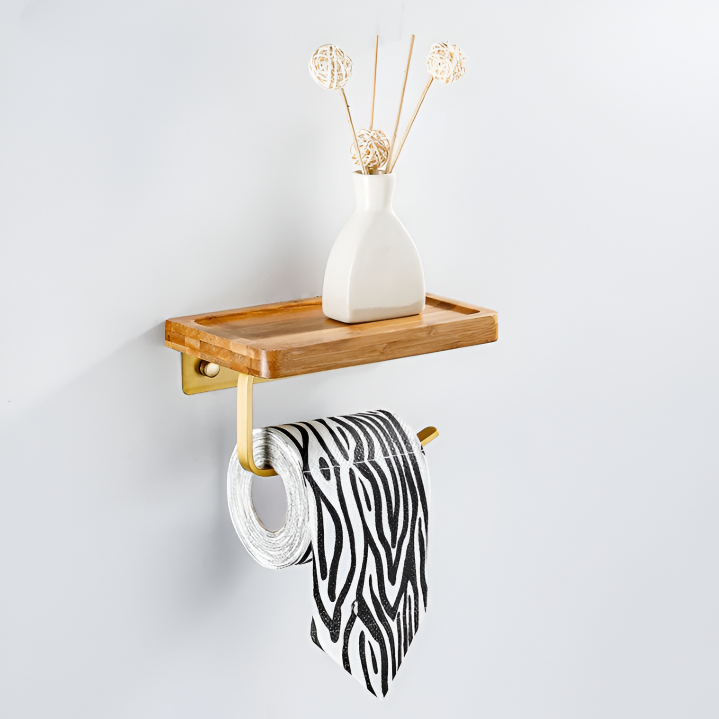 Bamboo Toilet Paper Shelf