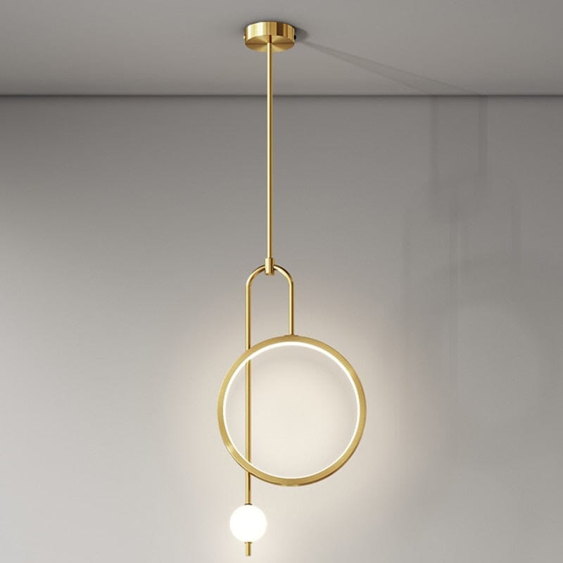 Lampada a sospensione moderna con anello in oro