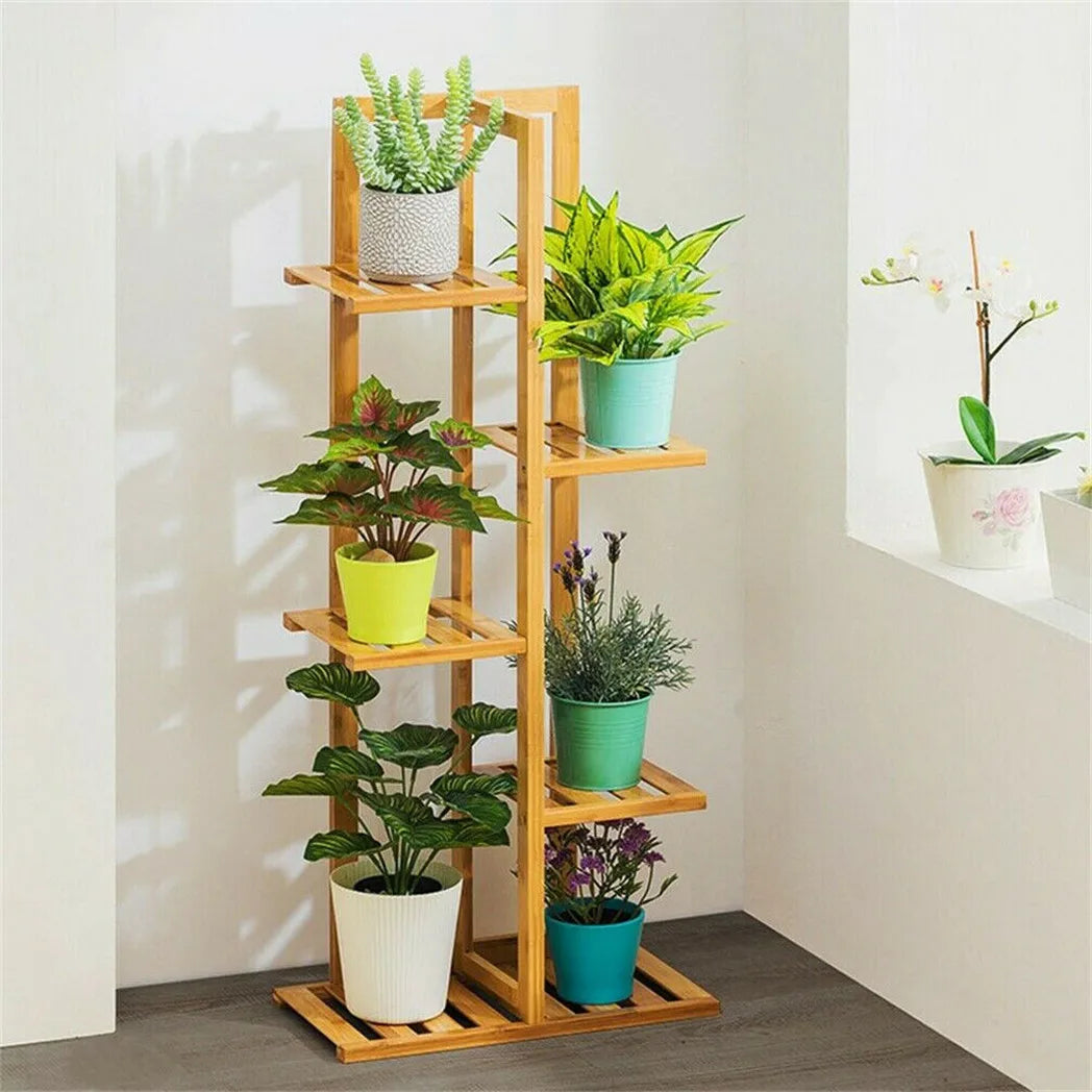 Arlo Bamboo Multi-Tier Plant Stand - Indendørs og udendørs urtepottereol