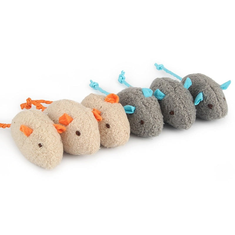 Lot de 6 souris en peluche avec herbe à chat