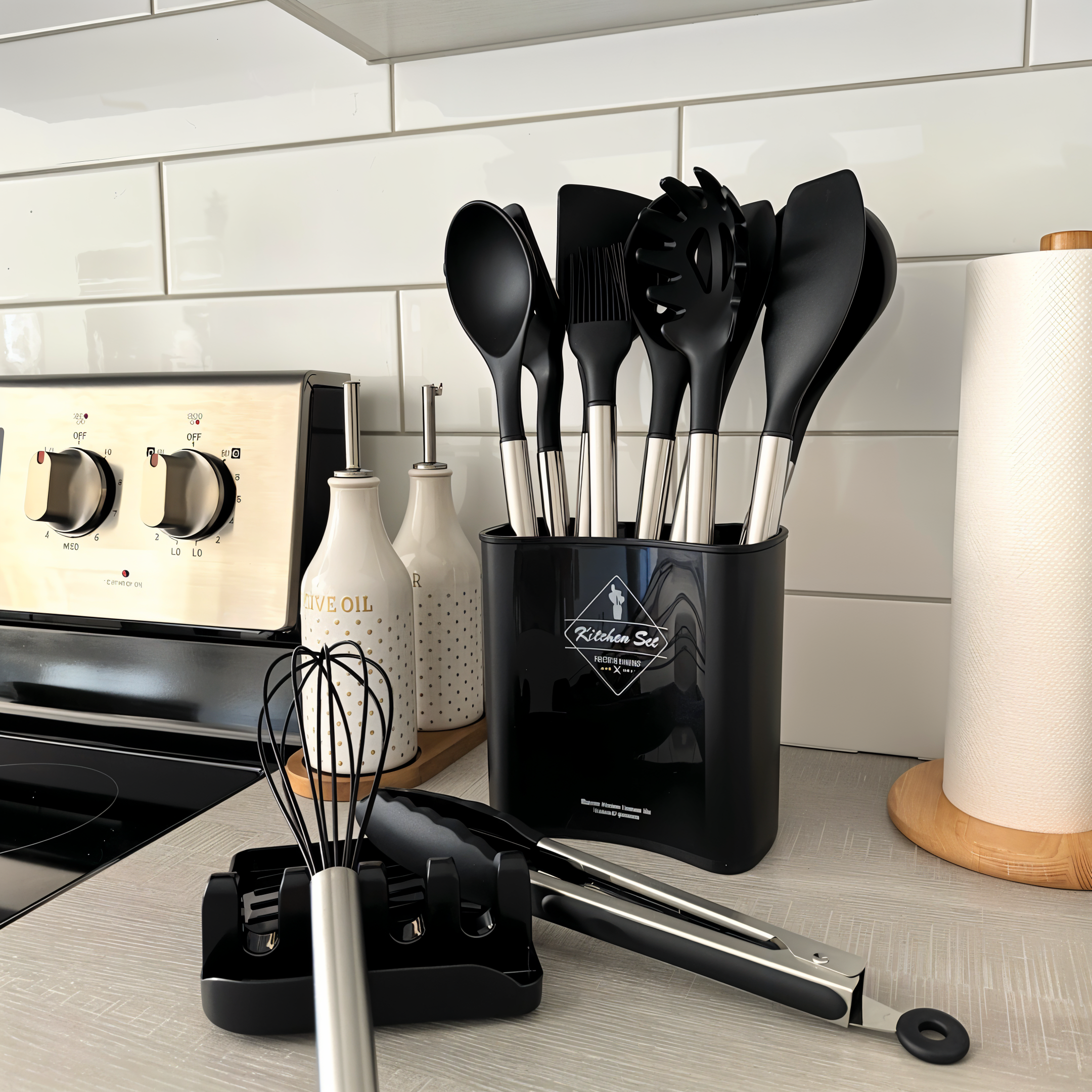 CuisineCraft 12-Piece Silicone Kitchen Utensil Set - Heat-Resistant, Stainless Steel Handles, Ergonomic Design