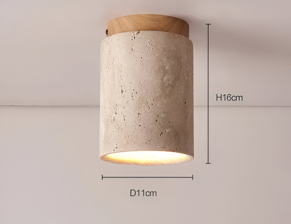 MarWood Travertine Ceiling Light – Marble & Wood Flush Mount Spotlight for Elegant Lighting