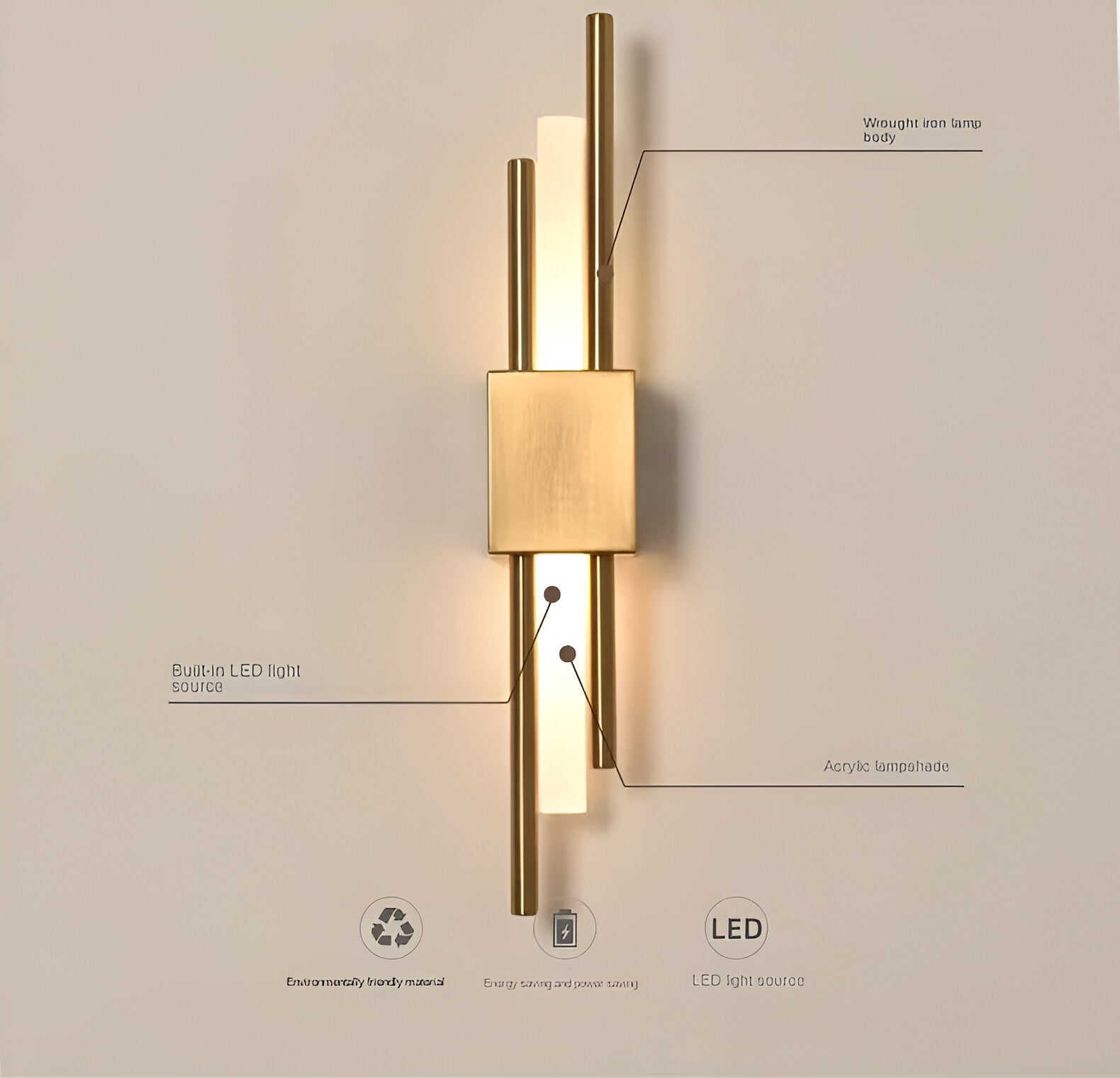 NobleGlow goudzwarte wandlamp - luxe lineair ontwerp, verstelbare warme/neutrale/koele verlichting